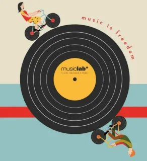 🎵 music is freedom musique, liberté, vinyle, disque, vélo, rétro telegram sticker