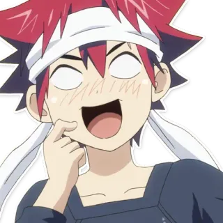 😅 Soma Yukihira Food Wars!: Shokugeki no Soma anime, food, cooking, funny, silly, happy telegram sticker