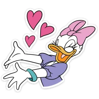 ❤️ Daisy Duck мультфильм, Дисней, Дейзи Дак, любовь, сердечки, персонаж telegram sticker