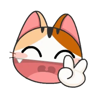 ✌️ แมว, สัญลักษณ์สันติภาพ, น่ารัก, สัตว์, สติกเกอร์, การ์ตูน telegram sticker
