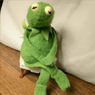 🐸 Kermit Kermit, o Sapo, Muppet, verde, marionete, relaxado, sentado whatsapp sticker