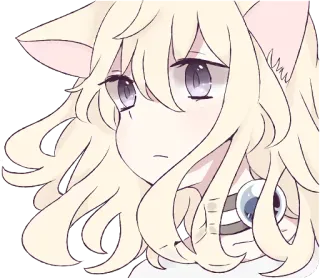 😐 anime, cute, catgirl, manga, kawaii, expression, blonde hair telegram sticker