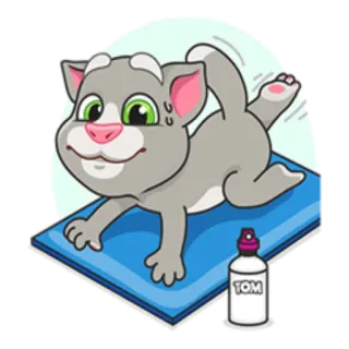 🏃 Talking Tom TOM cat, fitness, exercise, yoga telegram sticker