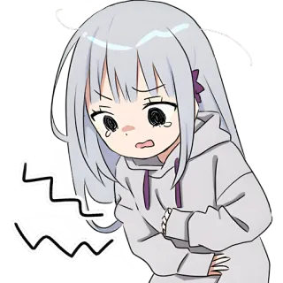🤢 anime, cartoon, girl, sad, sick, stomachache telegram sticker