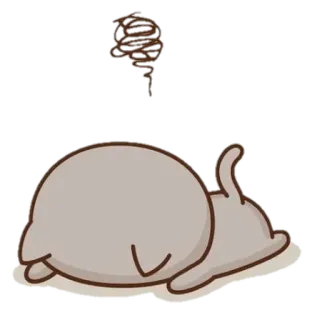 😓 кот, спящий, какашка, стикер, мультфильм telegram sticker