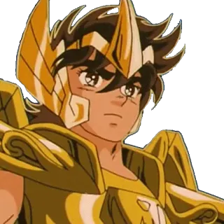 😡 Anime, Dibujos animados, Oro, Armadura, Personaje telegram sticker
