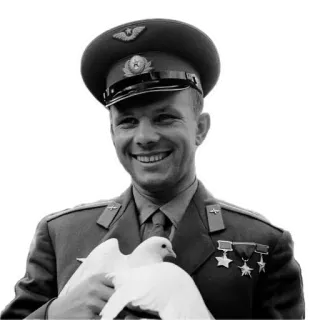 🕊 Yuri Gagarin Yuri Gagarin, soviet, cosmonaut, USSR, space, dove, peace telegram sticker