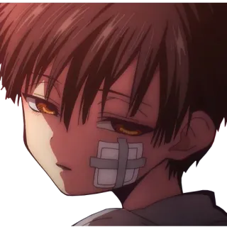 😒 アニメ, 少年, キャラクター, 顔, 包帯 telegram sticker