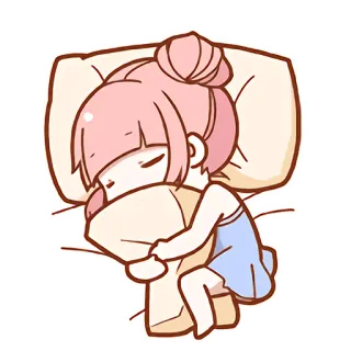 😴 dormire, anime, kawaii, carina, ragazza, cuscino, letto telegram sticker
