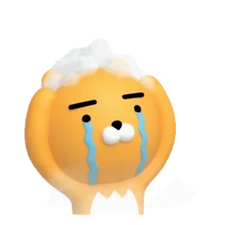 💬 Ryan ไรอัน, Kakao Friends, เศร้า, ร้องไห้, น้ำตา telegram sticker
