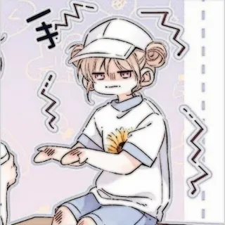🍓 一手 소녀, 애니메이션, 만화, 캐릭터, 모자, 양갈래 telegram sticker