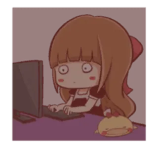 🖥 Anime, Chibi, Cartoon, Mädchen, Computer, Süß telegram sticker