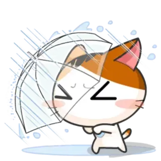 🌨 猫, 雨, 傘, かわいい, 漫画, 動物 telegram sticker