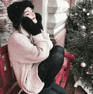 🐼 Winter, Weihnachten, Porträt, Frau, Schnee, gemütlich, Mode telegram sticker