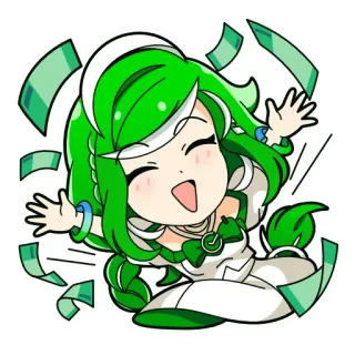 😄 Anime, Cartoon, Kawaii, Grün, Geld, Glücklich telegram sticker