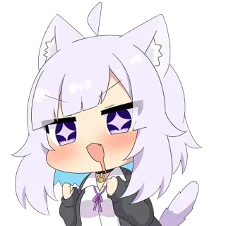 🤤 Аниме, Девушка-кошка, Чиби, Милый whatsapp sticker