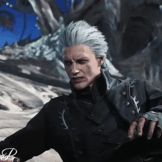 🗡 Vergil Devil May Cry anime, video game, male, white hair telegram sticker