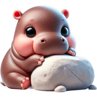 ☺️ hipopótamo, fofo, animal, desenho animado, kawaii, ilustração, adesivo telegram sticker