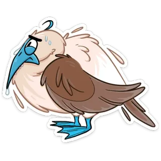 😅 птица, голубоногая олуша, животное, мультик, потеющий, милый telegram sticker