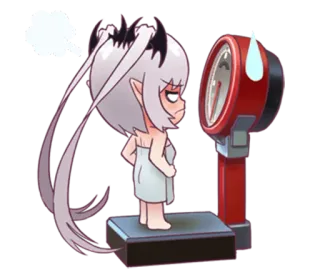 ☹ fille démon, style anime, balance, mignon, dessin animé telegram sticker