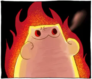 🔴 cat, angry, fire, cartoon, animal, heated telegram sticker