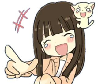 😂 Desenho animado, Anime, Garota, Gato, Feliz, Fofo telegram sticker