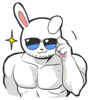 😎 Hase, Tier, Sonnenbrille, Häschen, muskulös whatsapp sticker