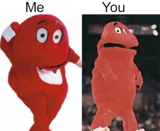 😌 Me
You meme, humor, comparison, funny, characters, red, contrast telegram sticker