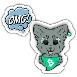 🐱 OMG! serigala, imut, Bitcoin, kripto, bandana, stiker whatsapp sticker