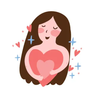 🙏 amore, cuore, donna, cartone animato, abbraccio, affetto, gentilezza telegram sticker