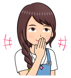 😝 menina, mulher, anime, desenho animado, mão, rosto whatsapp sticker