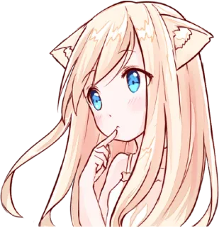 😯 สาวอนิเมะ, หูแมว, คาวาอิ, น่ารัก, มังงะ telegram sticker