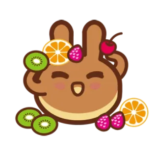🥰 스티커, 만화, 과일, 동물, 토끼, 귀여운 telegram sticker