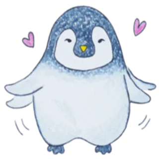 😍 pingouin, mignon, animal, coeur, dessin animé, autocollant telegram sticker