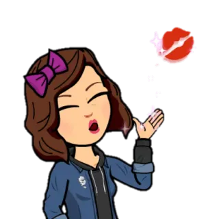 😘 윙크 키스, Bitmoji, 만화, 키스, 여자아이, 여자, 사랑, 애정 telegram sticker