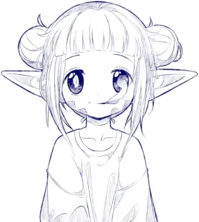 🙂 Anime, Manga, Lucu, Gadis, Sketsa, Ilustrasi telegram sticker