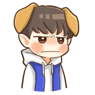 😐 adesivo, desenho animado, personagem, orelhas de cachorro, ilustração, fofo telegram sticker
