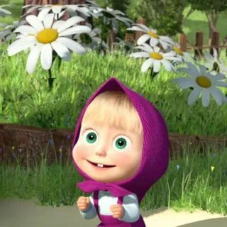 😄 Masha Masha and the Bear cartoon, meisje, schattig, animatie, bloemen telegram sticker