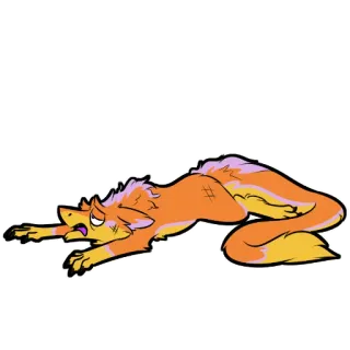 😫 animal, exhausted, orange, cartoon, yawn, lazy telegram sticker