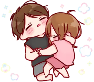 😴 abbraccio, amore, coppia, cartone animato, carino, affetto, anime telegram sticker