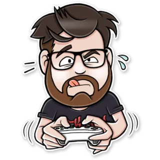 🎮 Геймер, Игра, Контроллер, Мультфильм, Наклейка telegram sticker