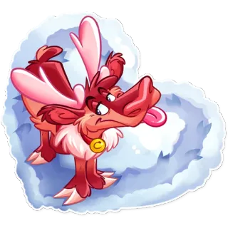 ❤️ Rentier, Weihnachten, Cartoon, Tier, Schnee, Herz telegram sticker