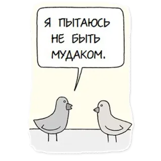 😏 Я пытаюсь не быть мудаком. uccelli, fumetto, cartoni animati, offensivo, dialogo telegram sticker