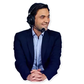 😇 pria, headset, setelan, potret, mikrofon, profesional telegram sticker