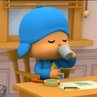 ☕️ Pocoyo dibujos animados, niño, bebiendo, animación whatsapp sticker