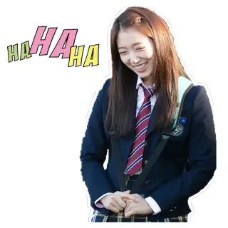 😂 HAHA rire, fille, uniforme scolaire, haha, sourire, joyeux telegram sticker