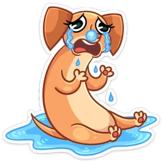 😭 anjing, kartun, menangis, sedih, hewan, emosi, air mata telegram sticker