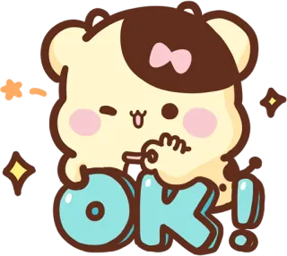 👌 OK! cute, cartoon, ok, approval, kawaii, positive, animal, illustration telegram sticker