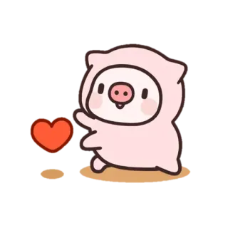 ♥️ 豚, ハート, かわいい, 動物, 漫画 telegram sticker
