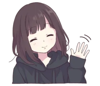 😉 Anime, Dziewczyna, Fala, Słodkie, Pozdrowienie telegram sticker